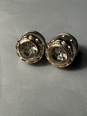 Gold Twisted Rope Crystal Lapel Brooch Pin Set Scatter Blouse Glam